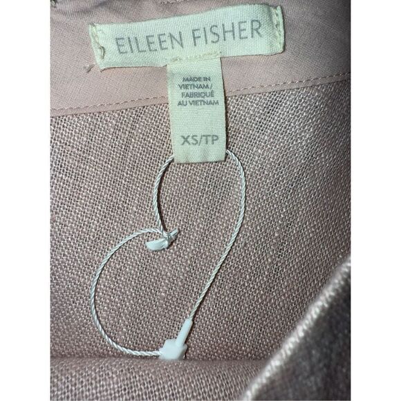 Eileen Fisher 100% Organic Linen Bateau Neck Short Sleeve Patch Pocket Shift Dre - Picture 7 of 11